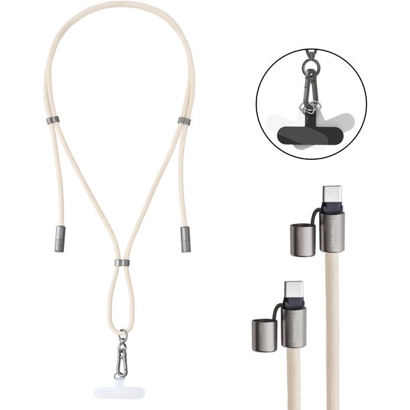 CABLE USB-C TO USB-C 1.65M/LANYARD BEIGE 7991001 INTENSO