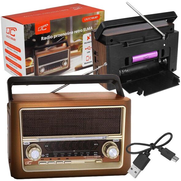 Radio przenośne LTC ELMA RETRO Bluetooth USB latarka