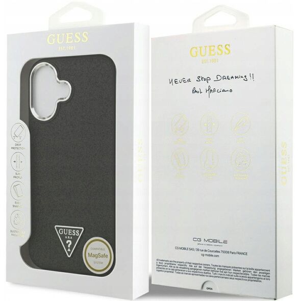 Etui Guess Glitter Triangle Logo MagSafe do iPhone 17 - czarne