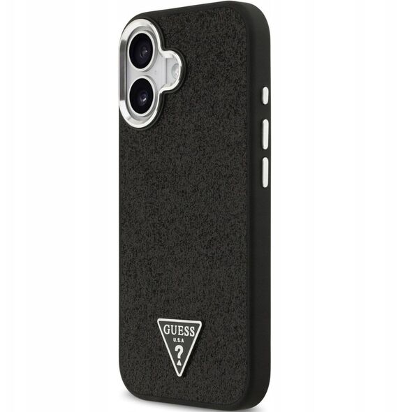 Etui Guess Glitter Triangle Logo MagSafe do iPhone 17 - czarne