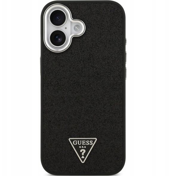 Etui Guess Glitter Triangle Logo MagSafe do iPhone 17 - czarne