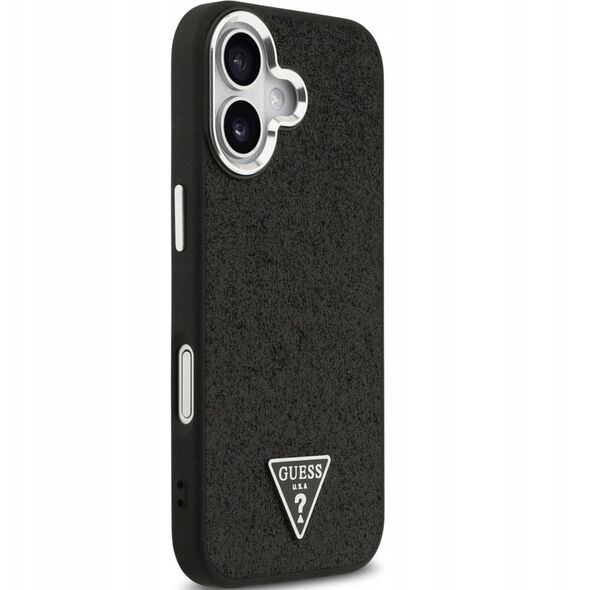 Etui Guess Glitter Triangle Logo MagSafe do iPhone 17 - czarne