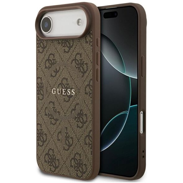 Etui Guess 4G Ring Classic Logo MagSafe do iPhone 17 Air, brązowe