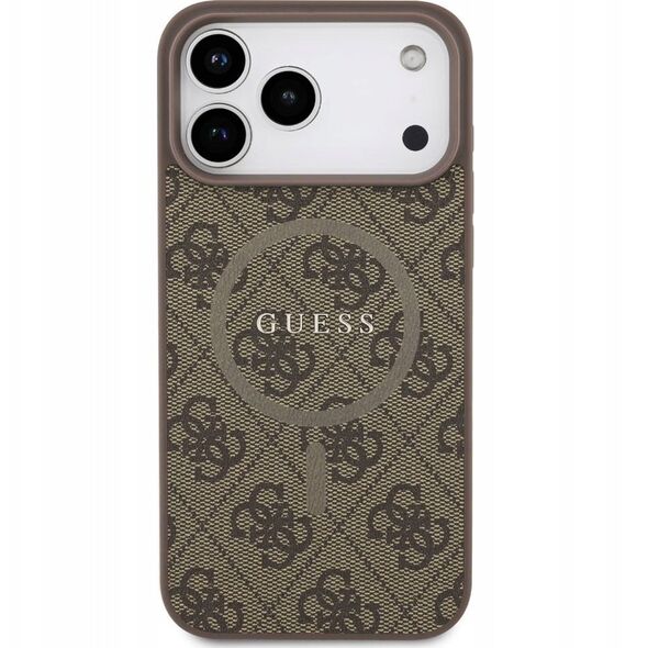 Etui Guess 4G Ring Classic Logo MagSafe do iPhone 17 Pro Max, brązowe