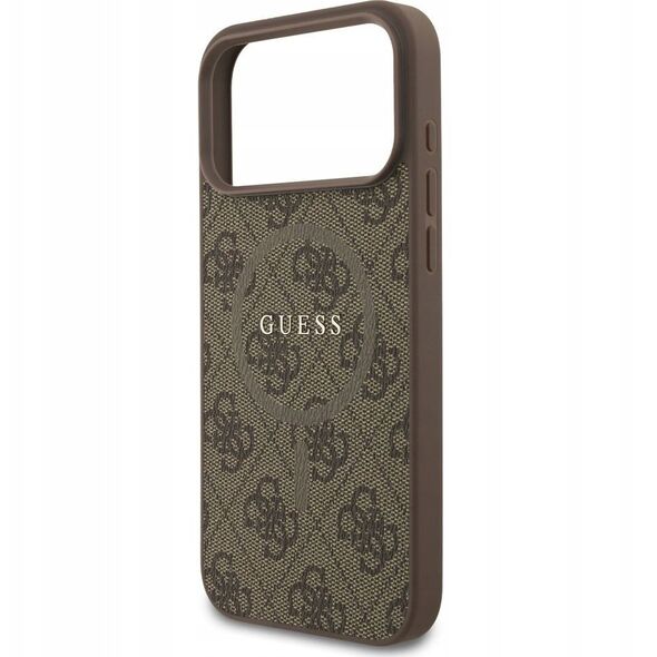 Etui Guess 4G Ring Classic Logo MagSafe do iPhone 17 Pro Max, brązowe