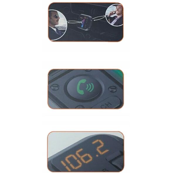 TRANSMITER CAR  LTCFM MP3 BLUETOOTH PHONE CALL 5.3 DC12-24V/USBQC3,0+PD20W