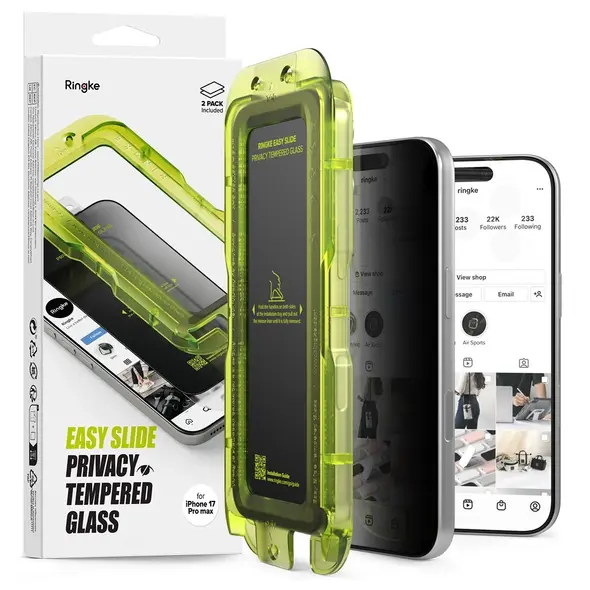 Szkło prywatyzujące Ringke Easy Slide do Apple iPhone 17 Pro Privacy [2 PACK]