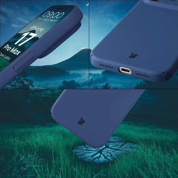 Etui Bizon Case Łupka do Apple iPhone 17 Pro Max niebieskie