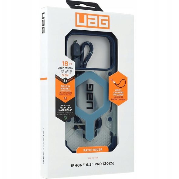 UAG Pathfinder Clear MagSafe Bundle - etui do iPhone 17 Pro kompatybilne z MagSafe oraz smycz na nadgarstek (blues)
