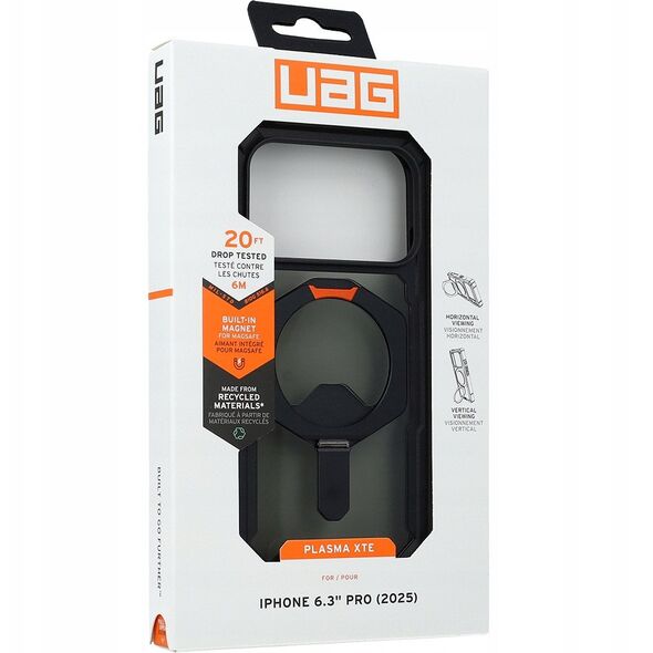 UAG Plasma XTE MagSafe - etui do iPhone 17 Pro kompatybilne z MagSafe (black / pop orange)