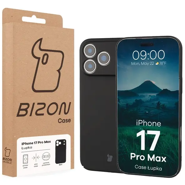 Etui Bizon Case Łupka do Apple iPhone 17 Pro Max czarne