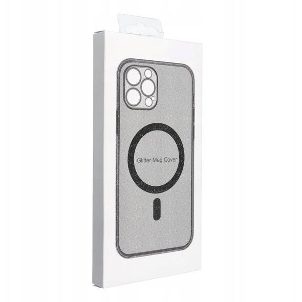Θήκη CLEAR MAG COVER με προστασία κάμερας συμβατή με MagSafe για IPHONE 15 Pro black glitter