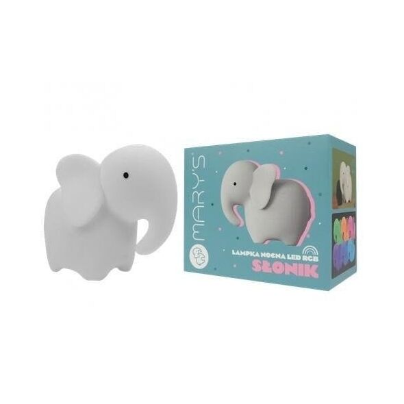 Lampka nocna LED RGB słoń biały z pilotem