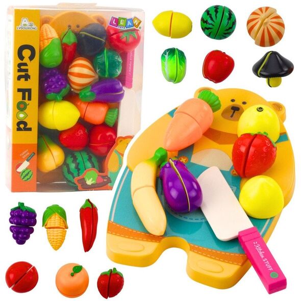 Zestaw Do Krojenia Owoce Warzywa Deska Nóż Akcesoria Edukacyjne Dla Dzieci LEAN Toys