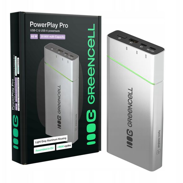 Powerbank Greencell PowerPlay Pro 20800mAh 65W – szybkie ładowanie, PD, Ultra Charge, produkcja w Polsce