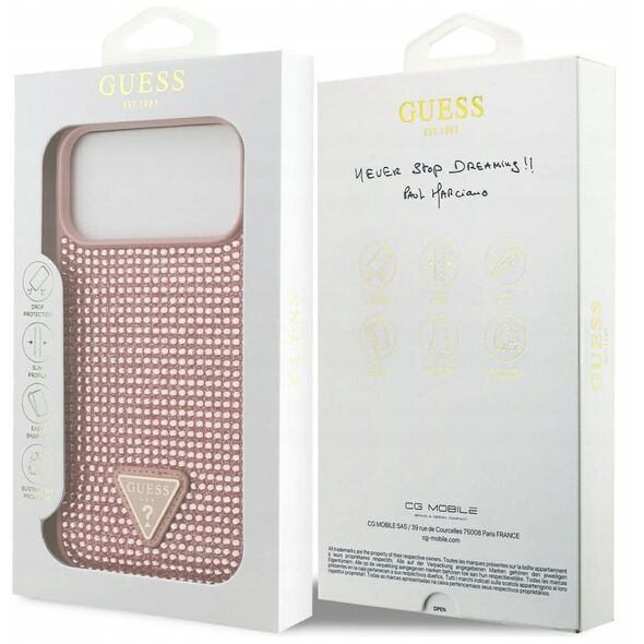 Etui Guess Rhinestone Triangle Logo do iPhone 17 Pro Max różowy