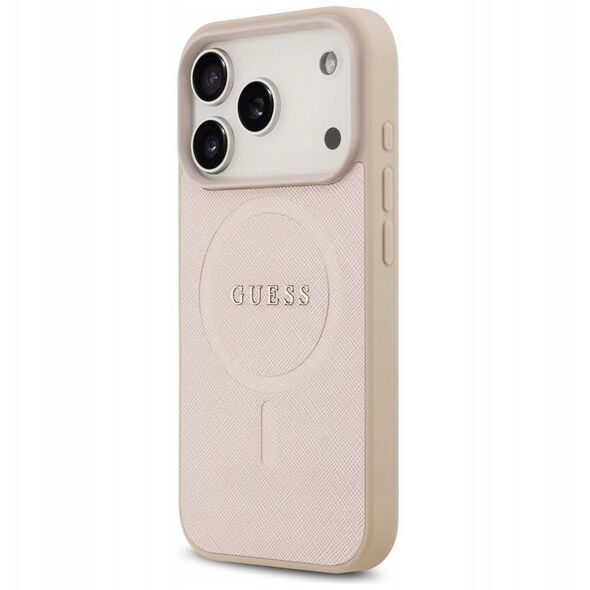 Etui Guess Saffiano Classic Logo MagSafe do iPhone 17 Pro różowy