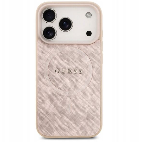 Etui Guess Saffiano Classic Logo MagSafe do iPhone 17 Pro różowy