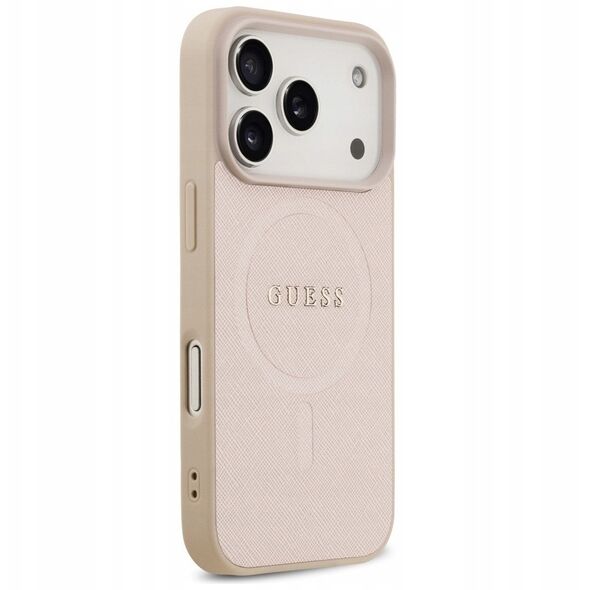 Etui Guess Saffiano Classic Logo MagSafe do iPhone 17 Pro różowy