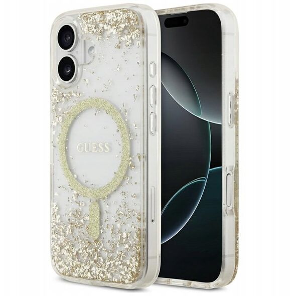 Etui Guess Resin Bottom Glitter MagSafe do iPhone 17 złoty