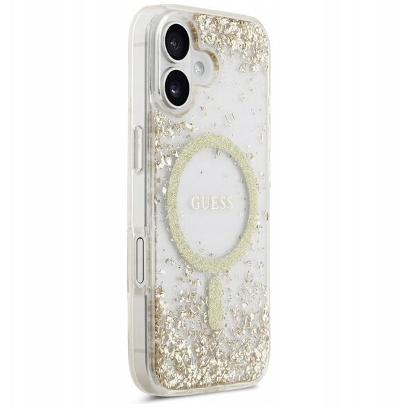 Etui Guess Resin Bottom Glitter MagSafe do iPhone 17 złoty