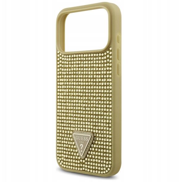 Etui Guess Rhinestone Triangle Logo do iPhone 17 Pro Max złoty