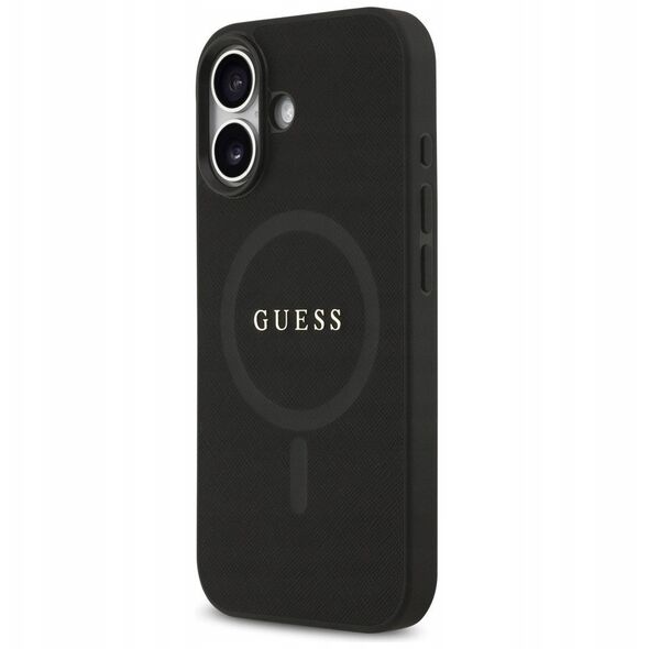 Etui Guess Saffiano Classic Logo MagSafe do iPhone 17 czarny