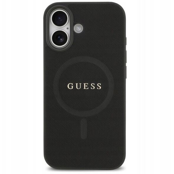 Etui Guess Saffiano Classic Logo MagSafe do iPhone 17 czarny