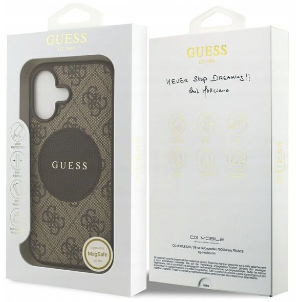 Etui Guess 4G Circle Classic Logo MagSafe do iPhone 17 brązowy