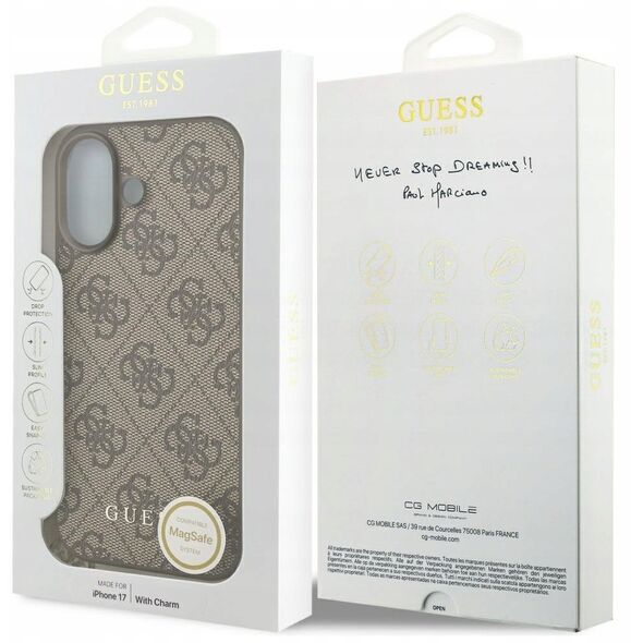 Etui Guess 4G Charms Collection MagSafe do iPhone 17 brązowy
