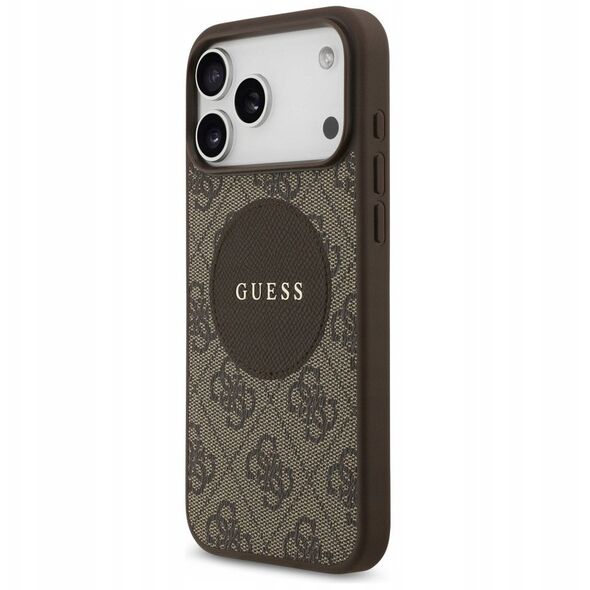 Etui Guess 4G Circle Classic Logo MagSafe do iPhone 17 Pro Max brązowy