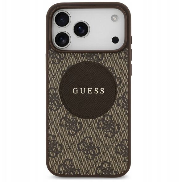 Etui Guess 4G Circle Classic Logo MagSafe do iPhone 17 Pro Max brązowy
