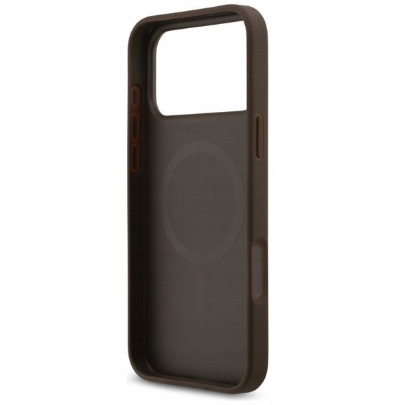 Etui Guess 4G Circle Classic Logo MagSafe do iPhone 17 Pro Max brązowy