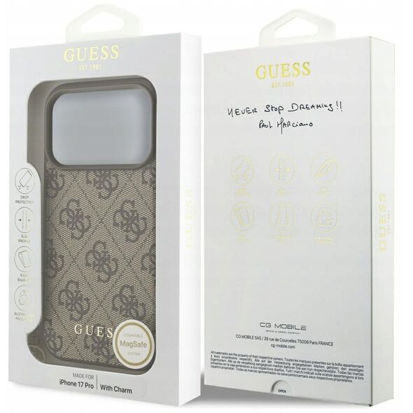 Etui Guess 4G Charms Collection MagSafe do iPhone 17 Pro brązowy