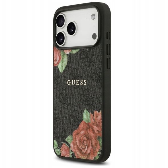 Etui Guess 4G Flowers Print MagSafe do iPhone 17 Pro czarny
