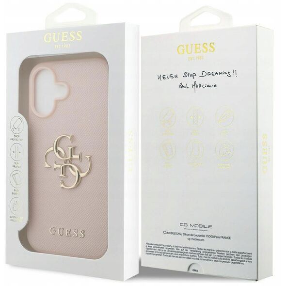 Etui Guess Grained Big 4G & Classic Logo do iPhone 17 różowy