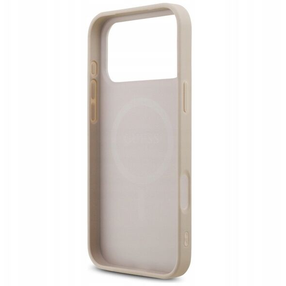 Etui Guess Leather 4G Triangle Strass MagSafe do iPhone 17 Pro Max różowy
