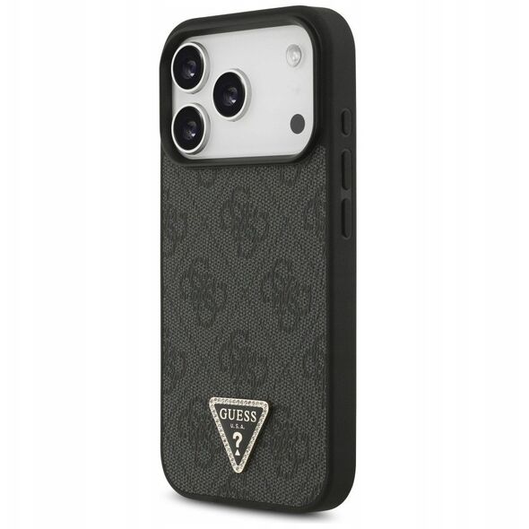 Etui Guess Leather 4G Triangle Strass MagSafe do iPhone 17 Pro czarny
