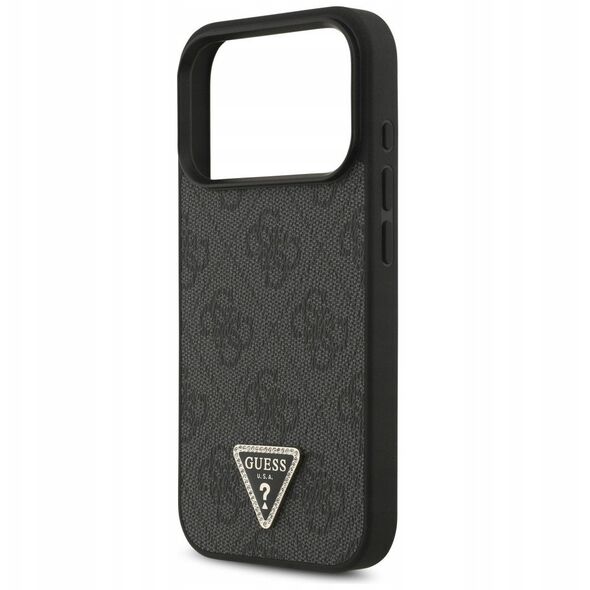 Etui Guess Leather 4G Triangle Strass MagSafe do iPhone 17 Pro czarny