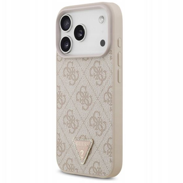 Etui Guess Leather 4G Triangle Strass MagSafe do iPhone 17 Pro różowy