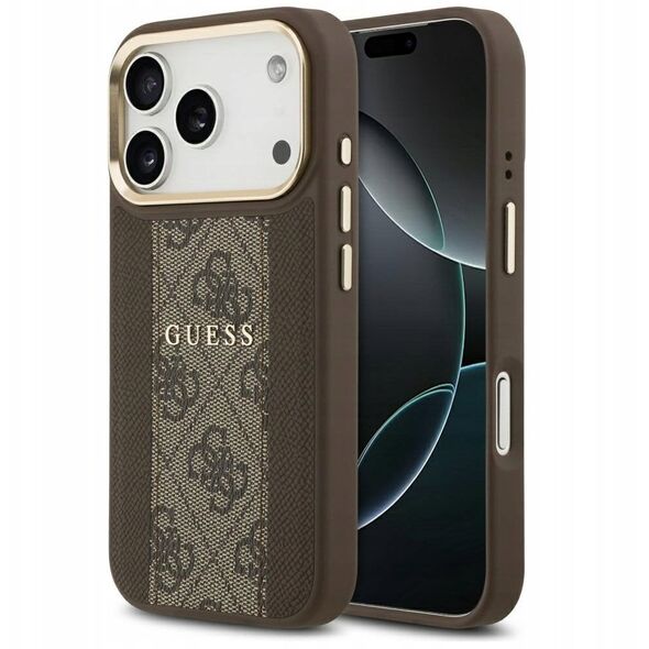 Etui Guess 4G Stripe MagSafe do iPhone 17 Pro brązowy