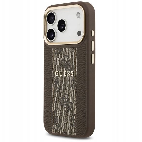 Etui Guess 4G Stripe MagSafe do iPhone 17 Pro brązowy