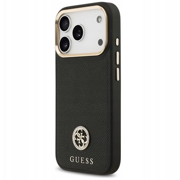 Etui Guess Grained Strass Logo MagSafe do iPhone 17 Pro czarny