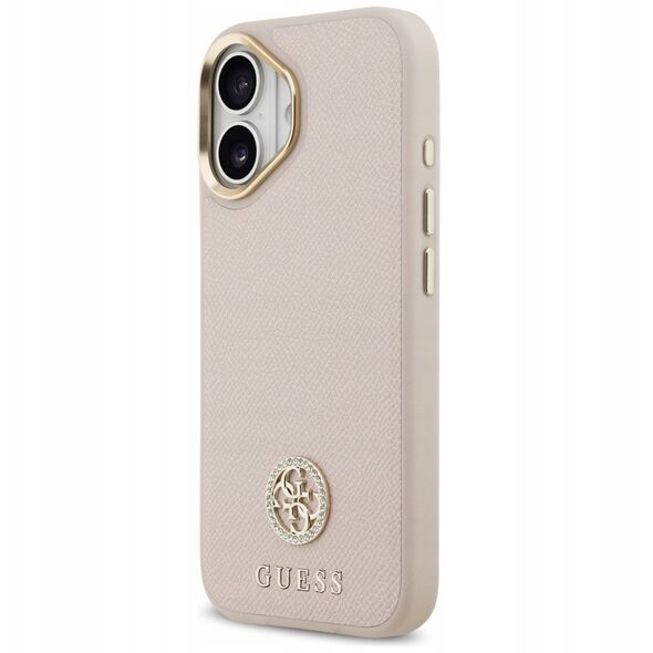 Etui Guess Grained Strass Logo MagSafe do iPhone 17 różowy
