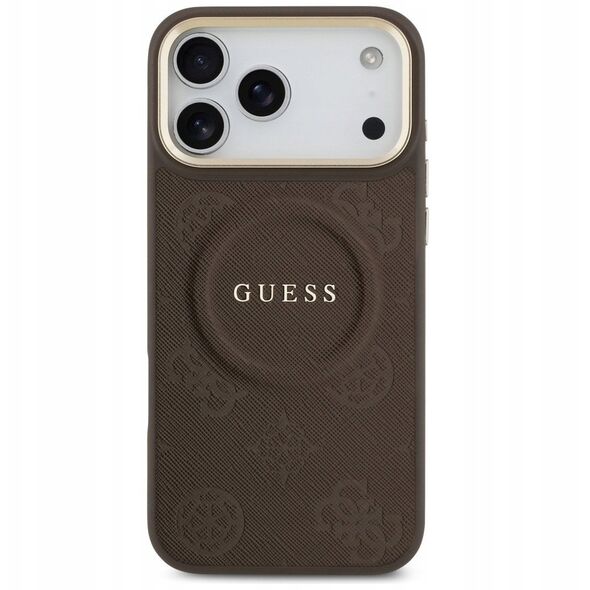 Etui Guess Peony Hot Stamp MagSafe do iPhone 17 Pro Max brązowy