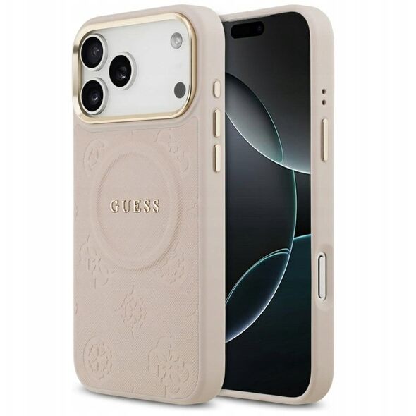Etui Guess Peony Hot Stamp MagSafe do iPhone 17 Pro Max różowy