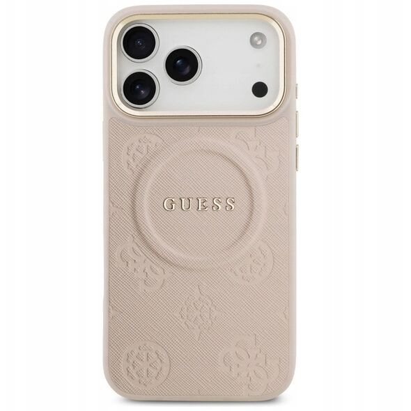Etui Guess Peony Hot Stamp MagSafe do iPhone 17 Pro Max różowy