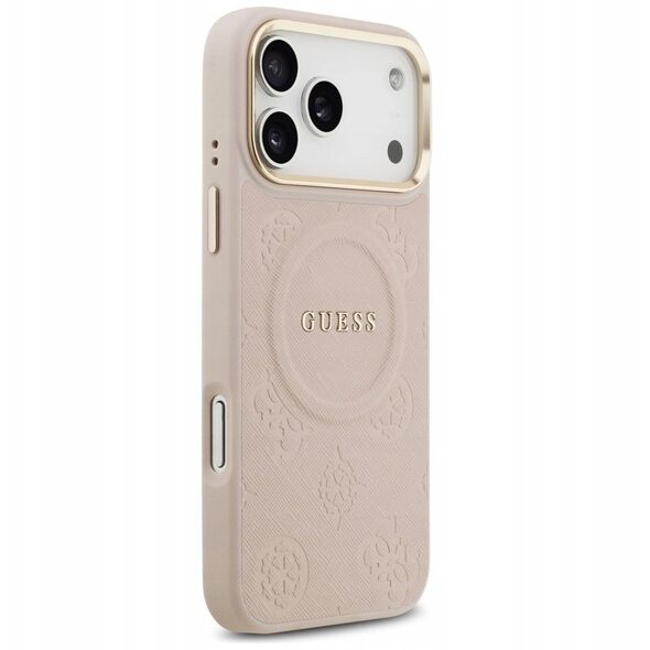 Etui Guess Peony Hot Stamp MagSafe do iPhone 17 Pro Max różowy