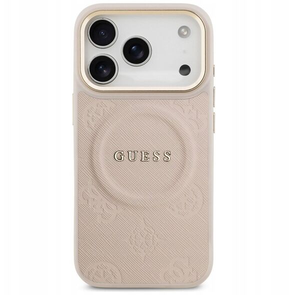 Etui Guess Peony Hot Stamp MagSafe do iPhone 17 Pro różowy