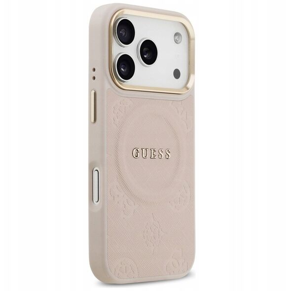 Etui Guess Peony Hot Stamp MagSafe do iPhone 17 Pro różowy